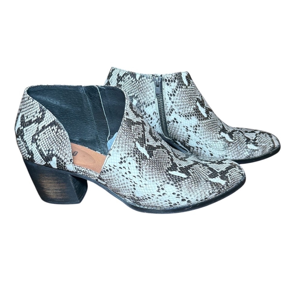 Silent D Bichon Snakeskin Leather Ankle Boots‎ Grey Black Cutout Size 41